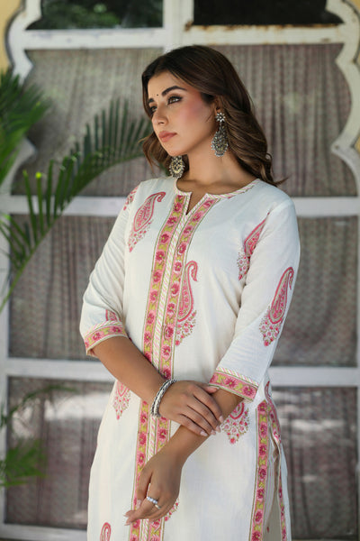 Red Mughal Stripe Kurta Set