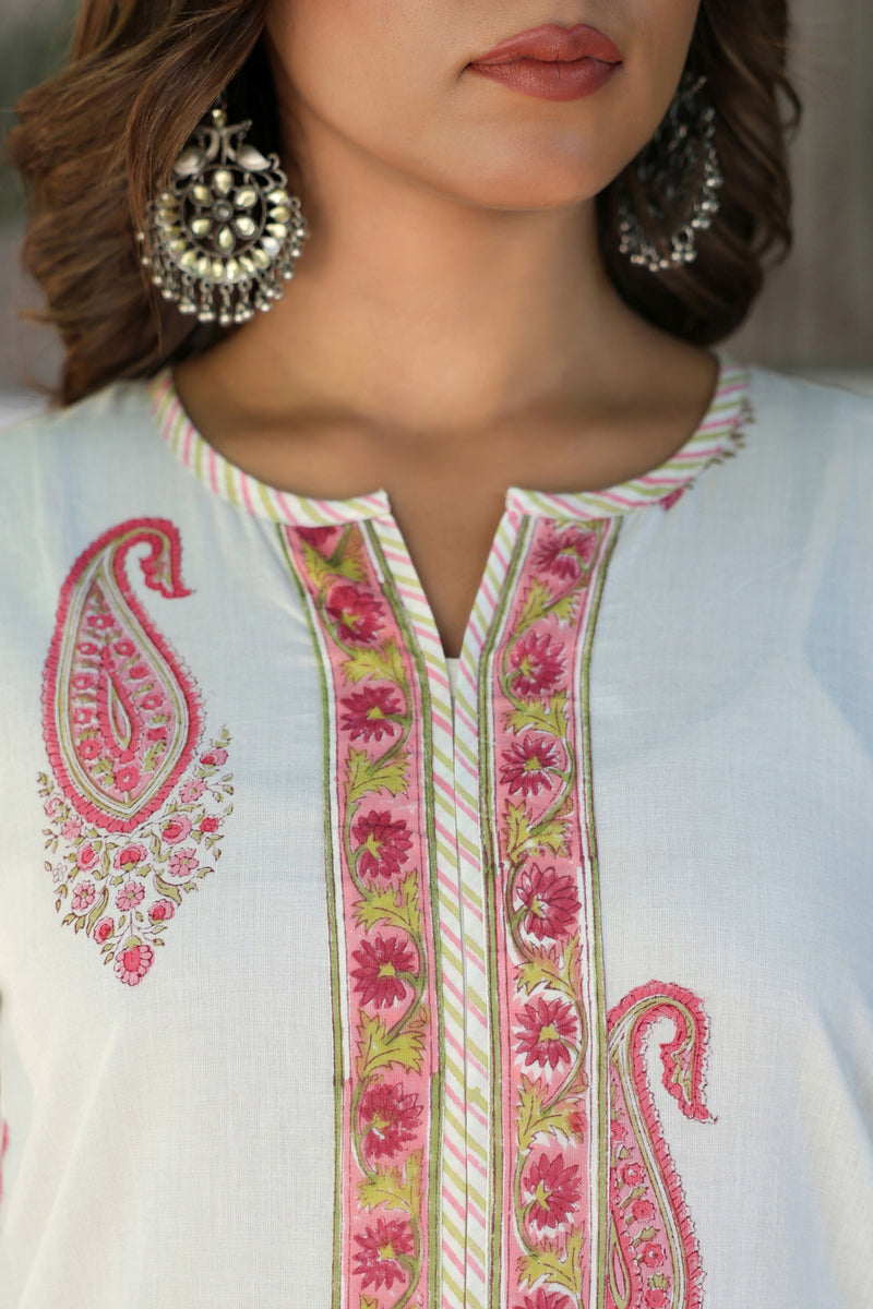 Red Mughal Stripe Kurta Set