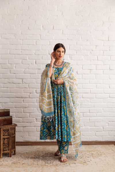 Gazala Blue Anarkali Set