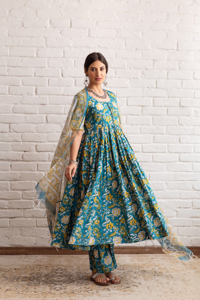 Gazala Blue Anarkali Set