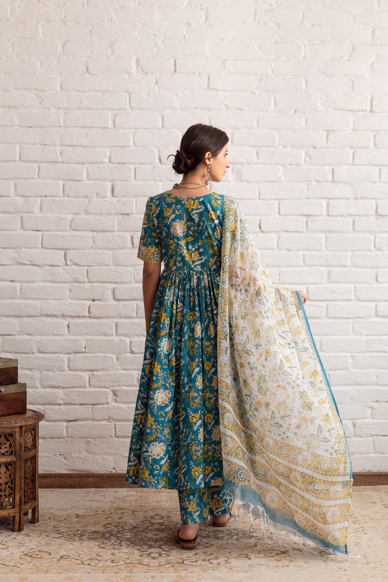 Gazala Blue Anarkali Set