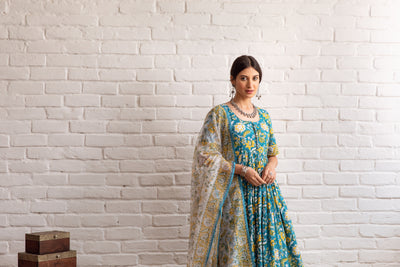 Gazala Blue Anarkali Set