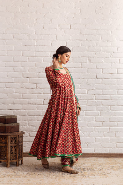 Gazala Maroon Anarkali Set