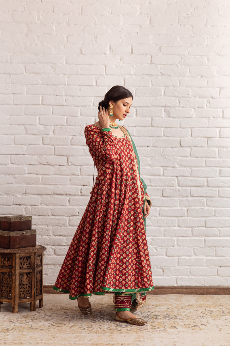 Gazala Maroon Anarkali Set