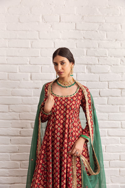 Gazala Maroon Anarkali Set