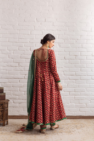 Gazala Maroon Anarkali Set