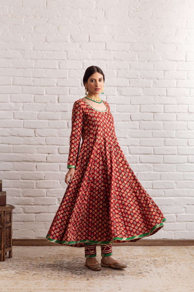 Gazala Maroon Anarkali Set