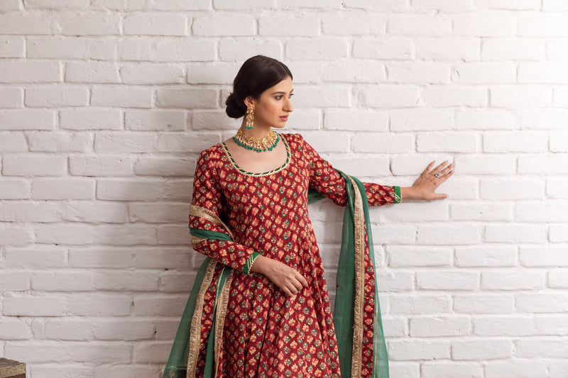 Gazala Maroon Anarkali Set