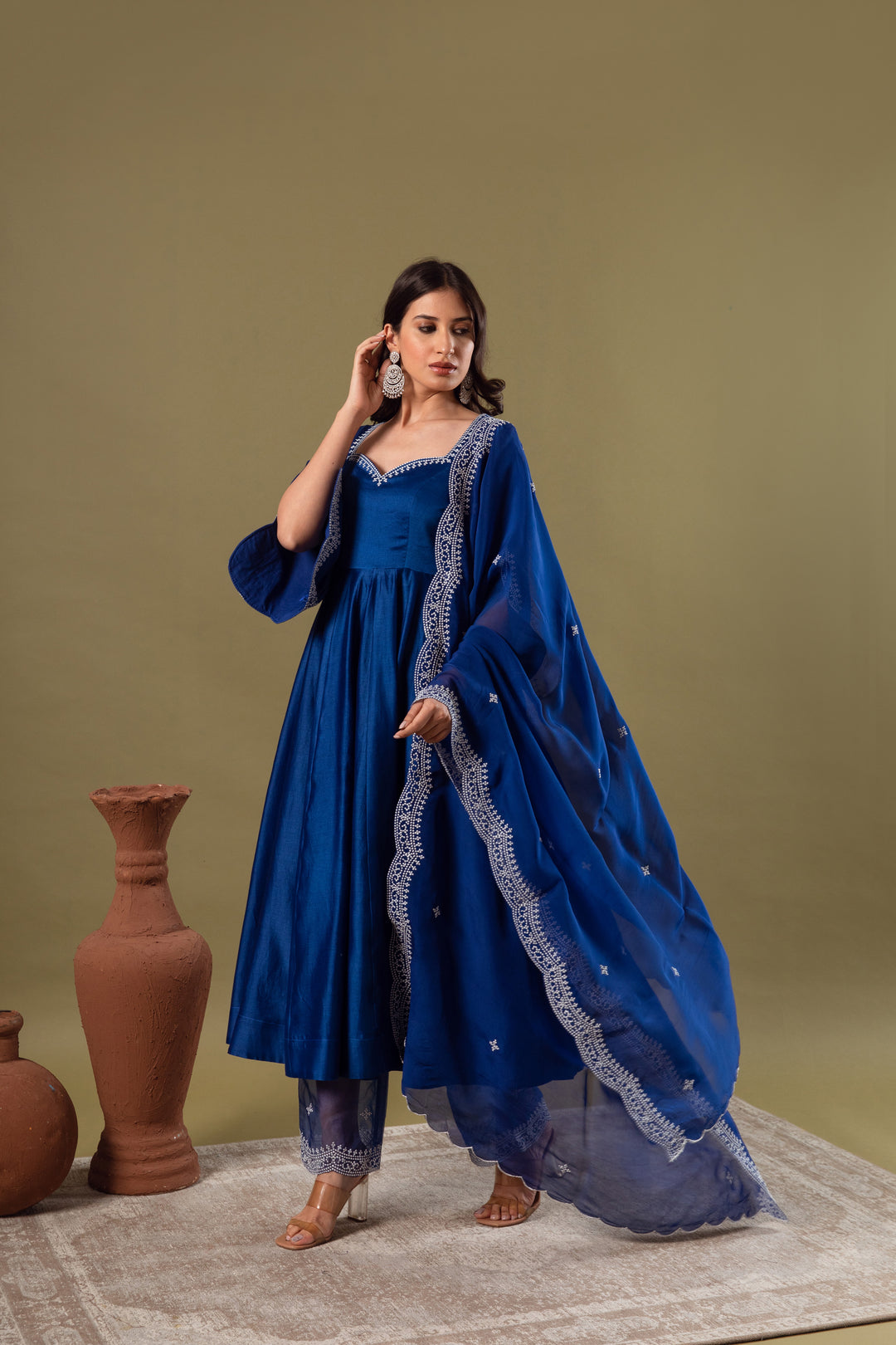 Noor Royal Blue Anarkali Set – Tamara