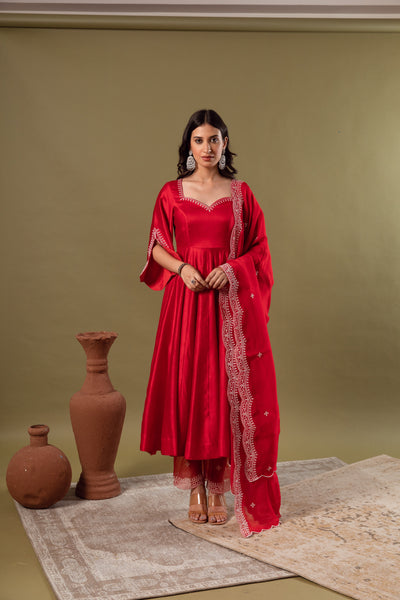 Noor Red Anarkali Set