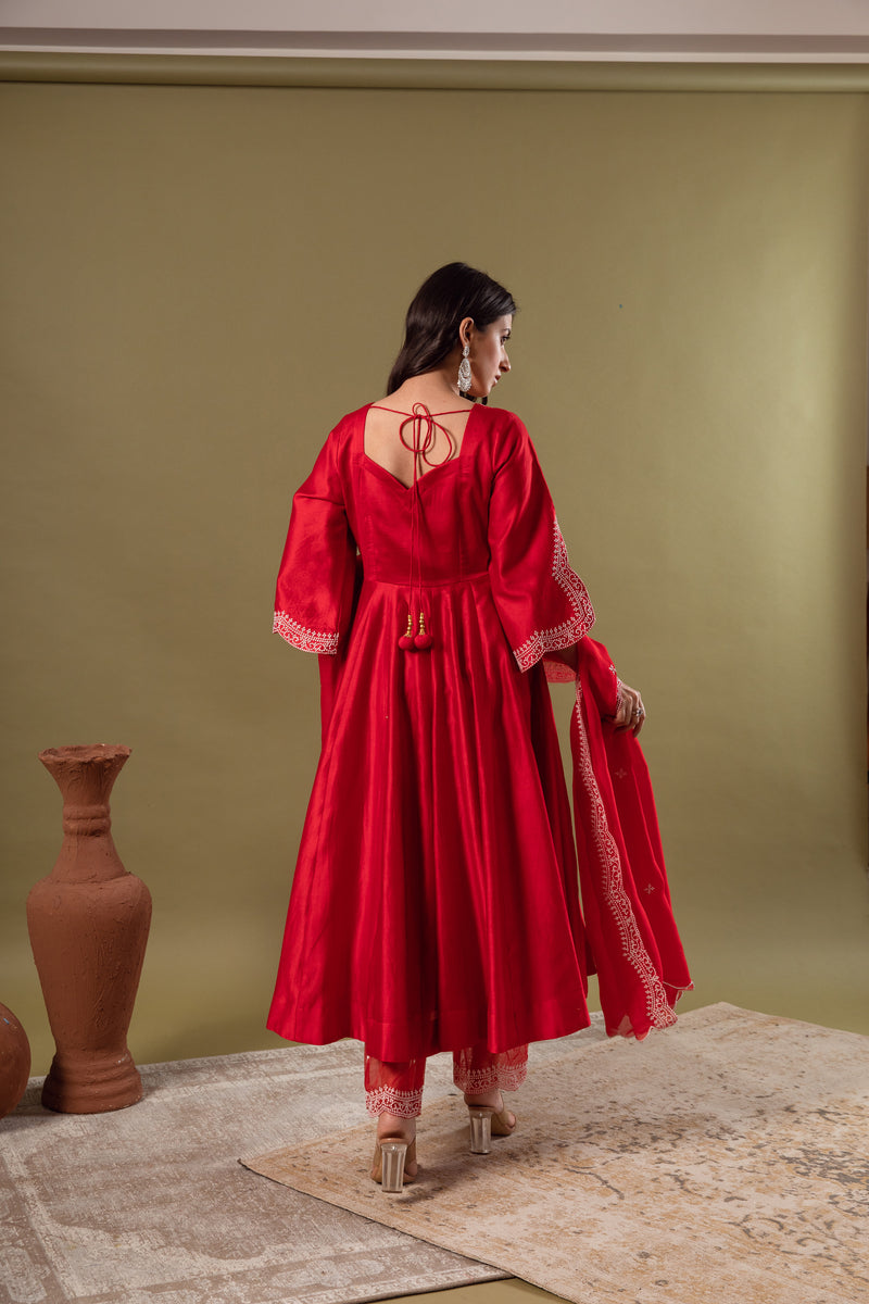 Noor Red Anarkali Set