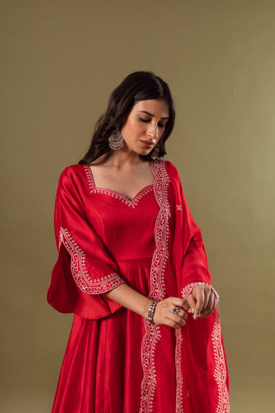 Noor Red Anarkali Set