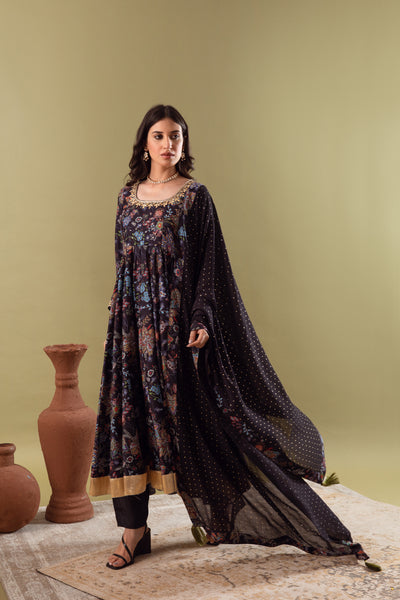 Gazala Dark Blue Anarkali Set