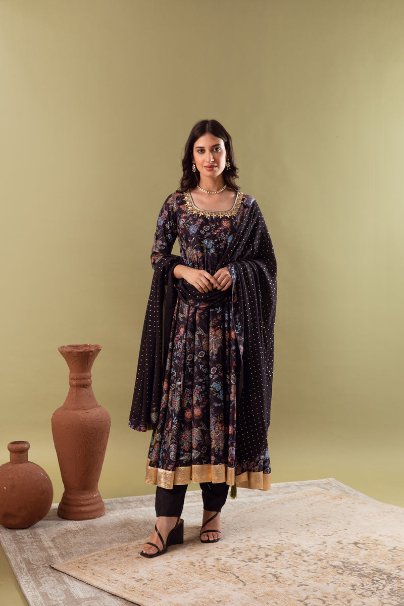 Gazala Dark Blue Anarkali Set