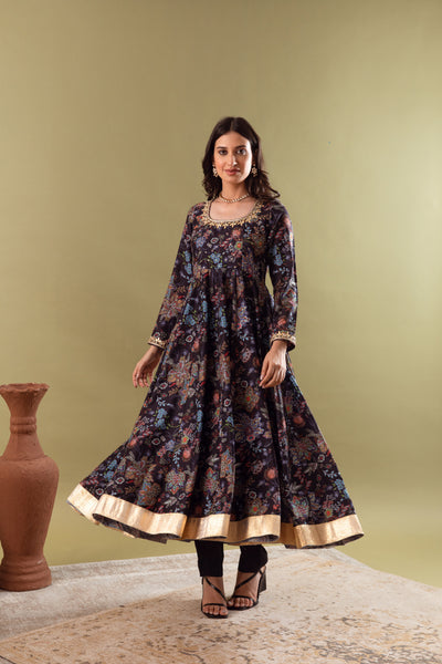 Gazala Dark Blue Anarkali Set