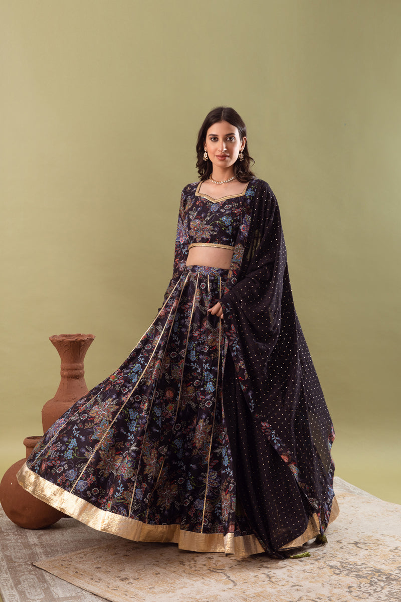 Gazala Dark Blue Lehenga Set