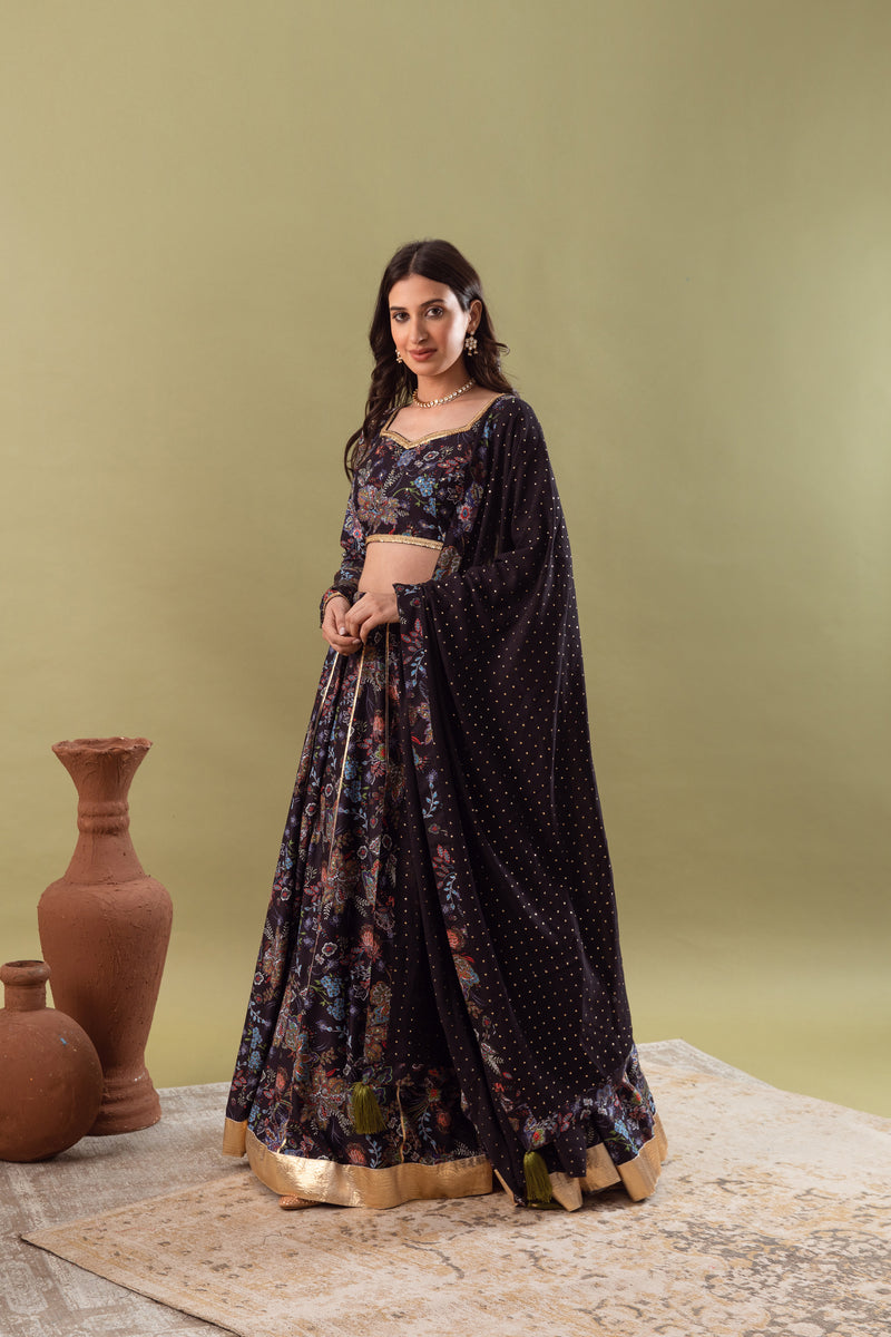 Gazala Dark Blue Lehenga Set