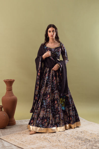 Gazala Dark Blue Lehenga Set