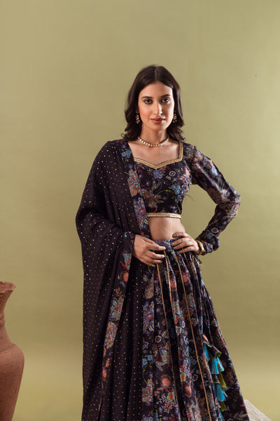 Gazala Dark Blue Lehenga Set