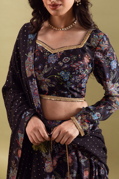 Gazala Dark Blue Lehenga Set