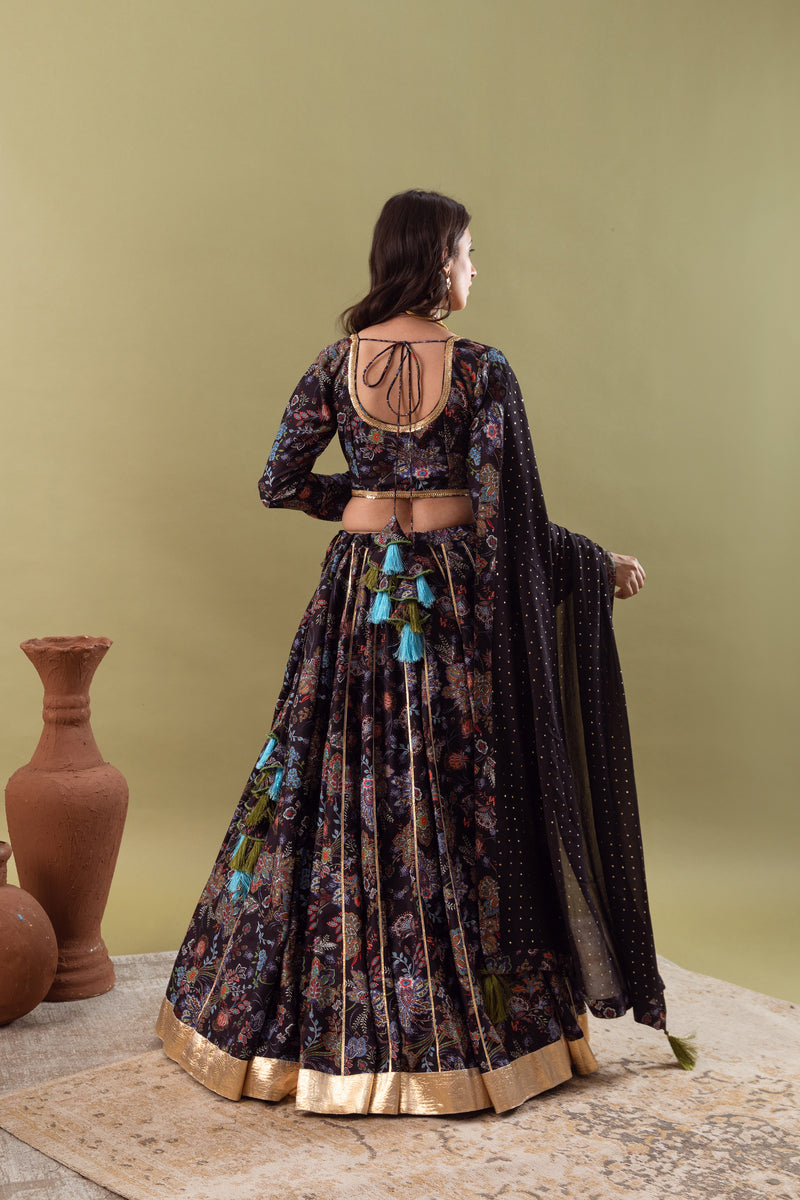 Gazala Dark Blue Lehenga Set