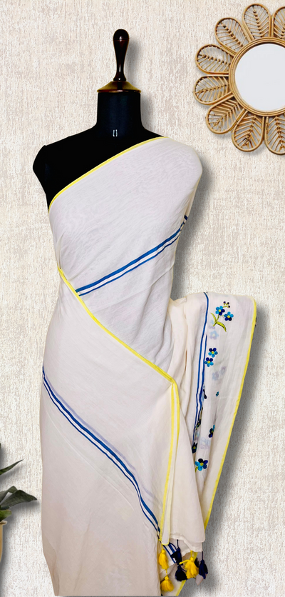 Handwoven Cotton Saree - Pearl White