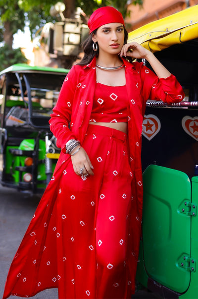EXP - Red Bandhani Modal Satin