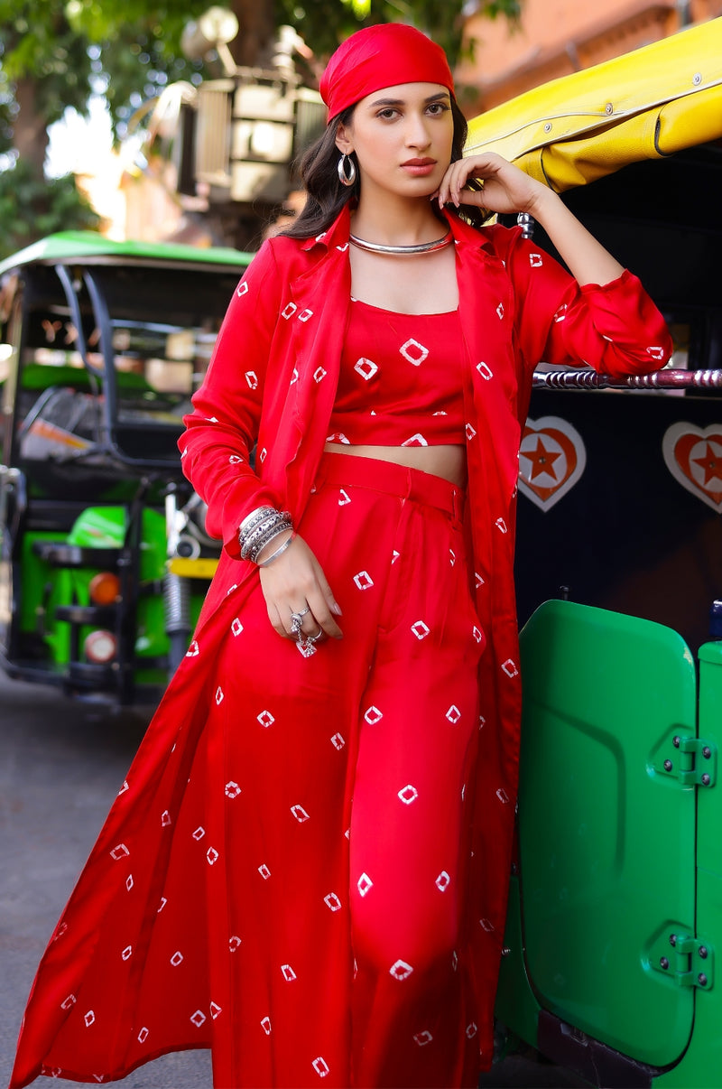 EXP - Red Bandhani Modal Satin