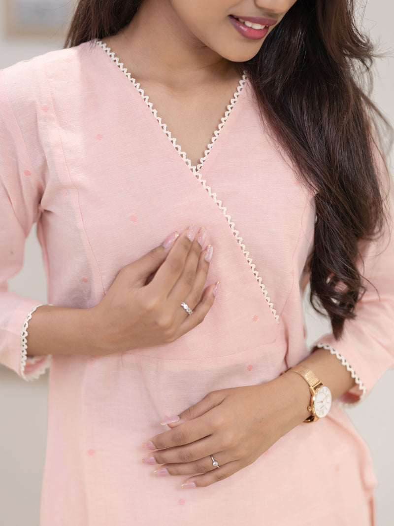 Peach Petal Handloom Kurta
