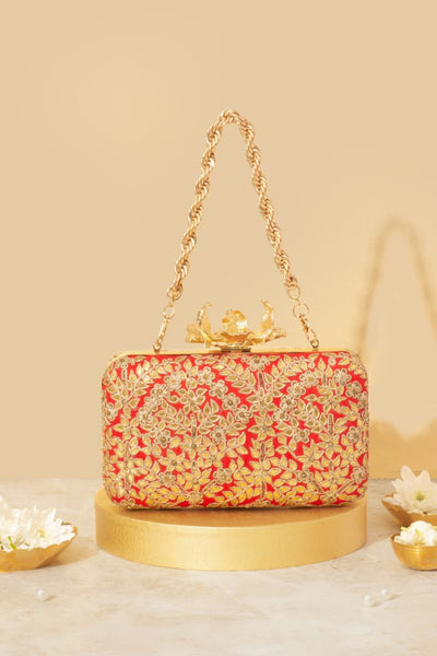 Vanya Clutch - Red & Gold