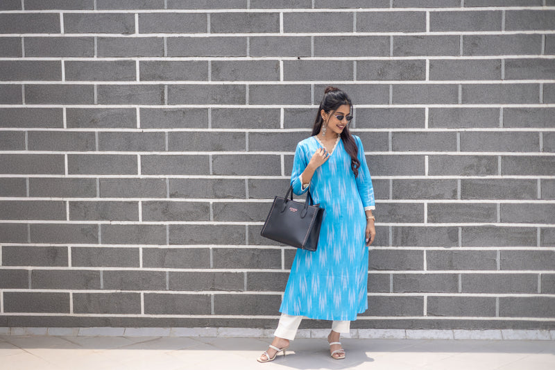Aqua Berry Ikat A-Line Kurta