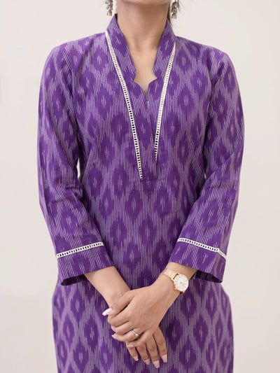 Lavender Swirl Ikat Handwoven Kurta