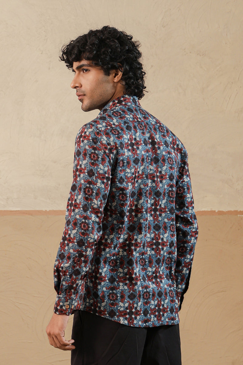 Black  Blue Ajrakh Full Sleeve Shirt