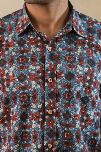 Black  Blue Ajrakh Full Sleeve Shirt