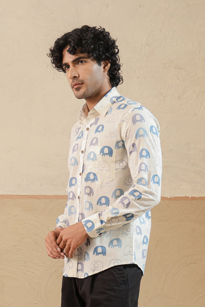 Multi Grey Elephant Full Sleeve Shirt