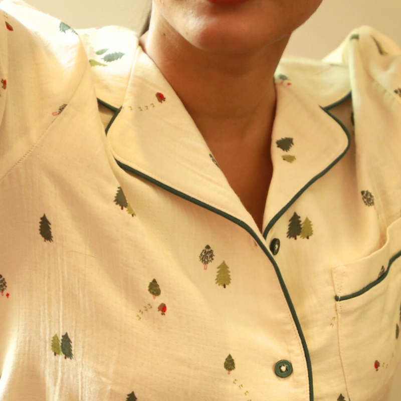 EVERGREEN OFF-WHITE MUSLIN PYJAMAS