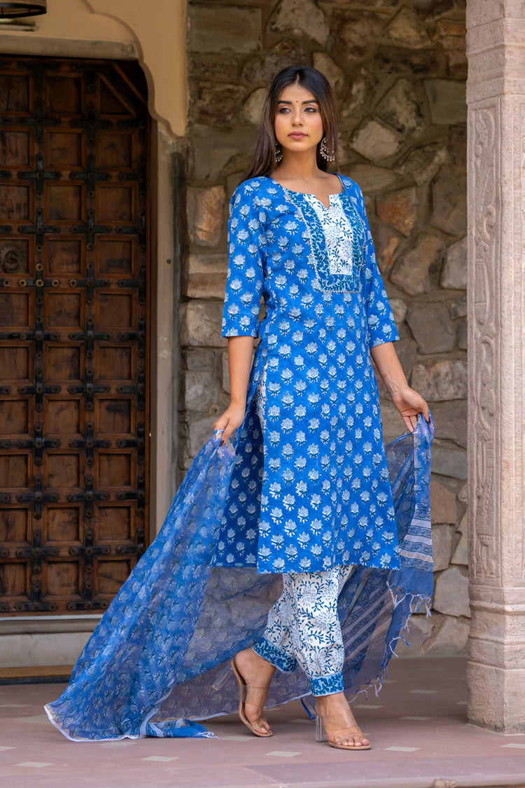 Blue Petunia Kurta Set