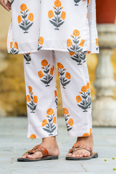 Off-White Orange Poppy Kurta set