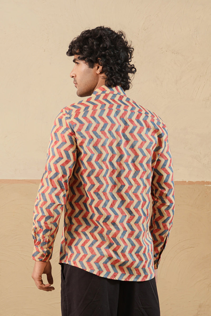 Pink Blue Chevron Full Sleeve Shirt