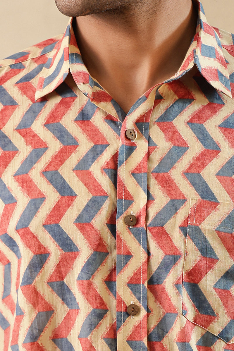 Pink Blue Chevron Full Sleeve Shirt