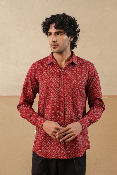 Red Lotus Buti Full Sleeve Shirt