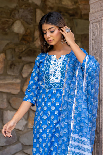 Blue Petunia Kurta Set