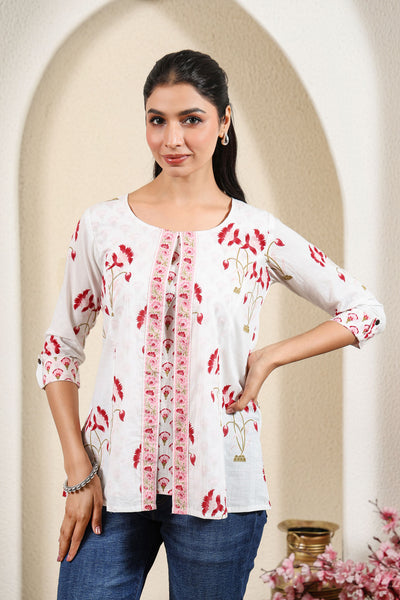 Red Mughal Jacket Short Kurta