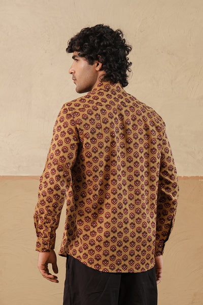 Mustard Stripe Red Buti Full Sleeve Shirt