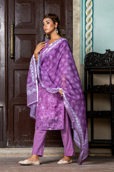 Purple Tussar Kurta Set