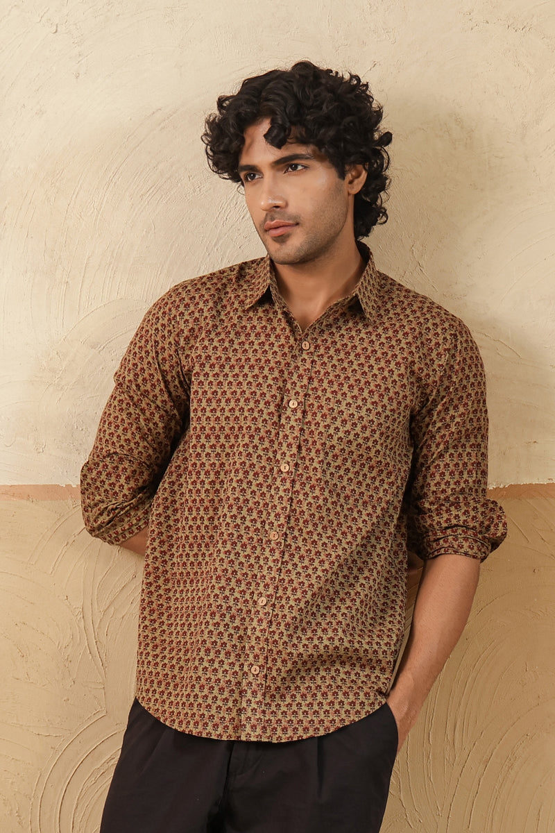 Madder Brown Buti Full Sleeve Shirt