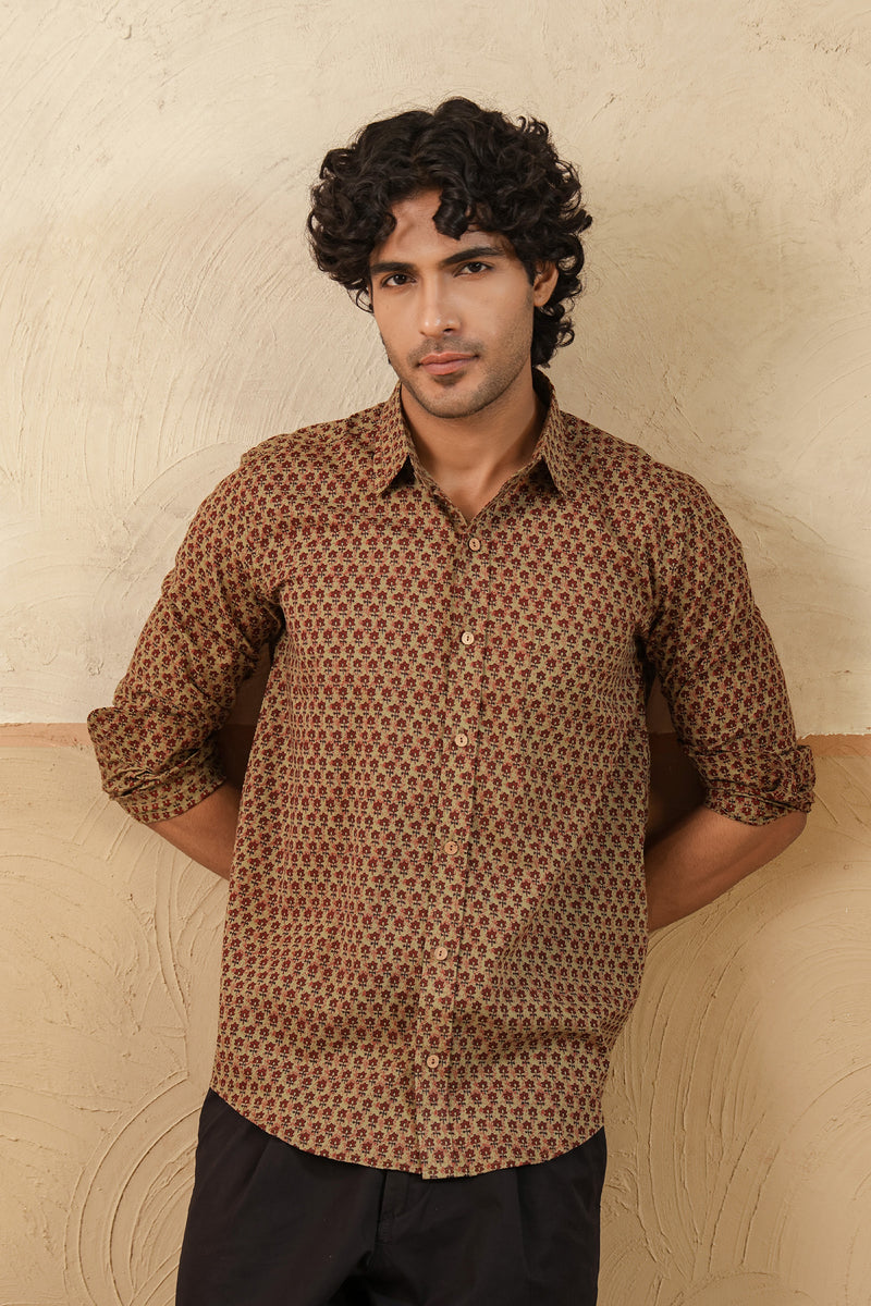 Madder Brown Buti Full Sleeve Shirt