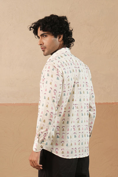 Pink Blue Doodle Full Sleeve Shirt