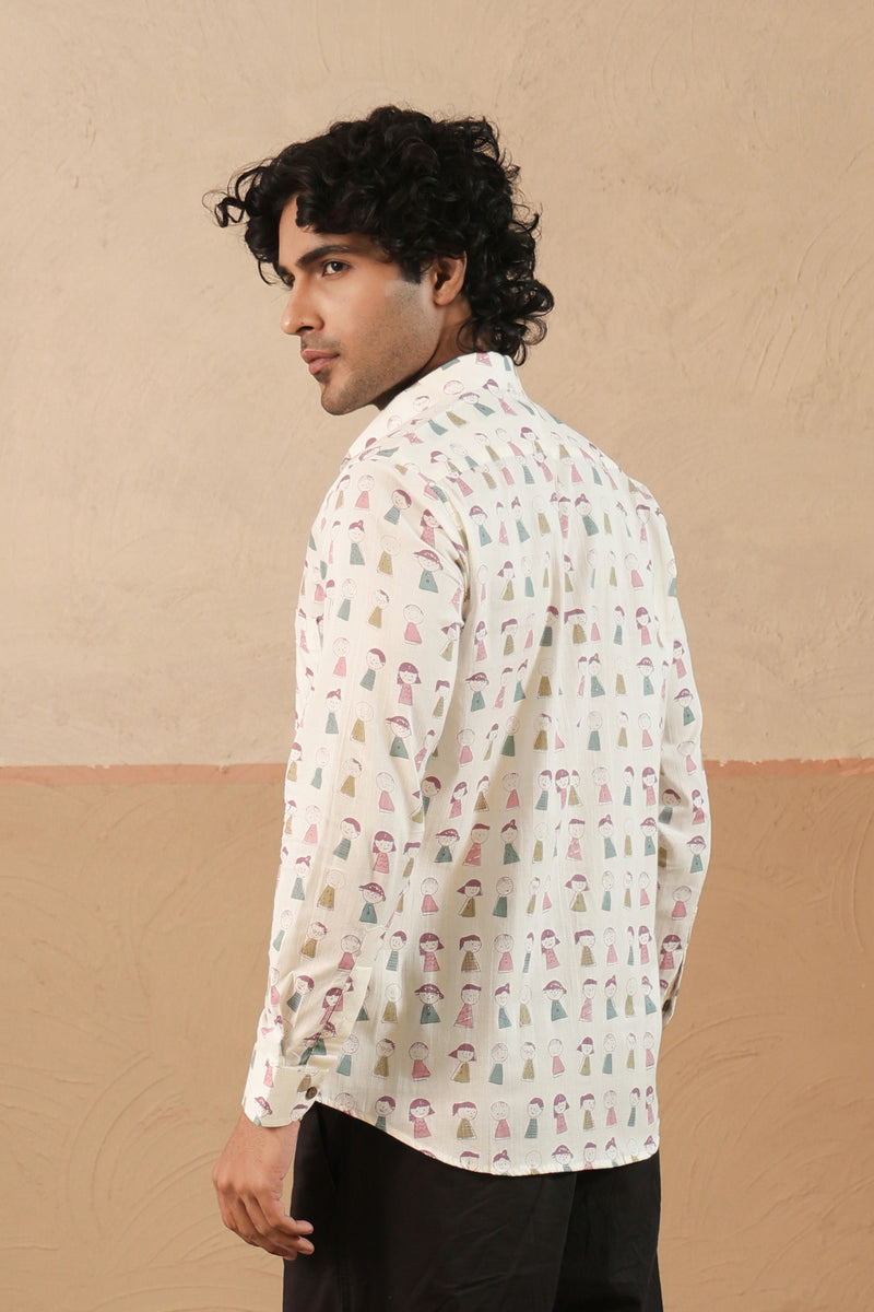 Pink Blue Doodle Full Sleeve Shirt