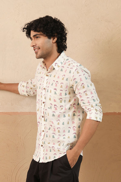 Pink Blue Doodle Full Sleeve Shirt